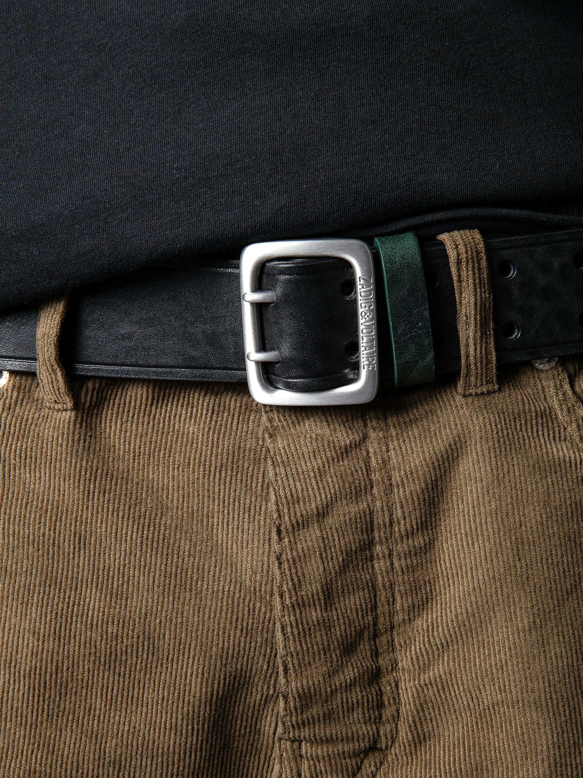 Buckley Belt - Leather belt with silver buckle.